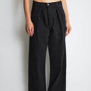 Roucha Diana Pleated Denim in Washed Black